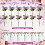 6 Sets Artificial Peonies Flower Peony Bouquet with Galvanized Metal Pot Silk Fake Peonies Faux Flower Arrangements for Wedding Table Centerpiece Party Home Room (Purple) - Image 2