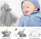 Baby Shower Gifts, Baby Girl Gifts Set Newborn Blanket Elephant Lovey Baby Security Blanket Wooden Rattle Toy, Funny Bibs Socks & Greeting Card, New Girls Baby Gift Basket Essentials - Image 5