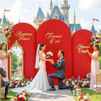 Red Arch Backdrop Cover 7.2ft 6.6ft 6ft Arch Cover Set of 3 Arch Covers Stretchy Backdrop for Wedding Party Baby Shower Birthday Photography Spandex Arch Stand Covers Backdrop Curtains Decor - Image 3