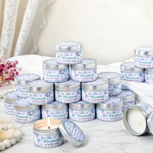 MTLEE Mermaid 24 Pcs Baby Shower Party Favors Candles Lavender Scented Baby Shower Favors for Guests Rustic Tealights Candles Gender Reveal Return Gifts(Colorful, 1.2 oz) - Image 4