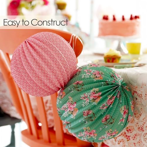 Talking Tables 18 x Hanging Tea Decorations Truly Scrumptious Floral Paper Lanterns for Birthday Party, Baby Shower, Wedding or Anniversary, 3 Sizes Bulk Pack Eco Packaging - Image 3