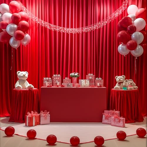 Red Backdrop Curtains 6 Panels-Wrinkle-Free Polyester Photography Drapes Party Photo Backgrounds for Wedding Christmas Photo Backdrops- 24 X10FT (Red) - Image 7
