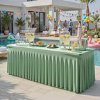 2 Packs Sage Green Spandex Table Cloths 4 Foot, Fitted Stretch Table Cover with Skirts 24x48 Inch, Wrinkle-Free Floor Length Tablecloths Rectangular for Weddings Parties Banquets Events Decorations - Image 4