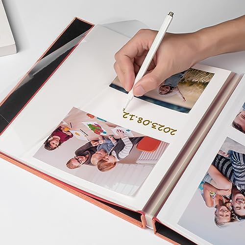 HoneyTolly Large Photo Album Self Adhesive, DIY Scrapbook Album for 3x5 4x6 8x10 Pictures, 60 Pages Linen Cover Memory Book, Ideal Gift for Family Wedding Baby Christmas Anniversary(Orange) - Image 6