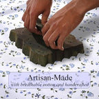 Ridhi Powder Blue Hand Block Print Cotton Tablecloth 108 x 70 Inch - Image 4