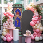 Archway Stars Spandex Arch Backdrop Cover for Balloon Garland, Columns Graphic Illustration Double-Sided Chiara Backdrop Stand Cover, Elastic Background for Birthday Party, Baby Shower Decor 6.6FT by EwdeWwo
