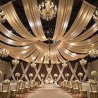 10 Panels 5ft(W) x 20ft(L) Champagne Backdrop Curtain for Wedding Parties - Image 4