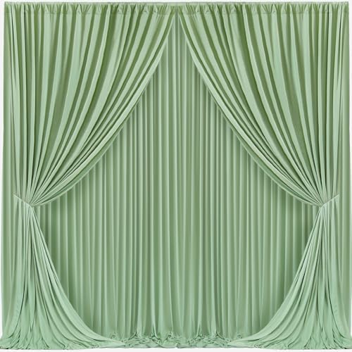 20x10ft Sage Green Backdrop Curtain for Wedding Parties Wrinkle Free Fabric Sage Green Drapes Backdrop Decoration for Baby Shower Birthday Photography Decoration 4 Panels, 5ft x 10ft by Gogoparti