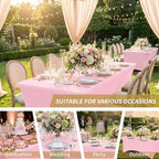 Fixwal 6 Pack 6FT Pink Tablecloth Rectangle Spandex Fitted Table Cover - Image 7