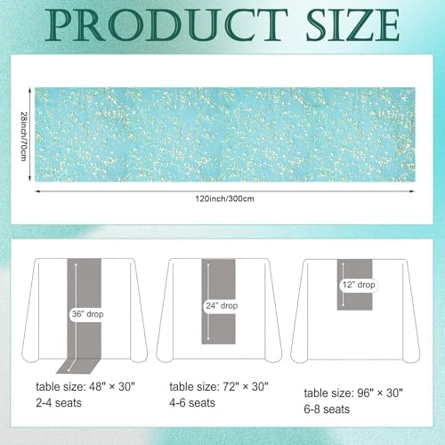 Shihanee 12 Pcs Teal Gold Gauze Table Runners Sheer Cheesecloth Runner - Image 4