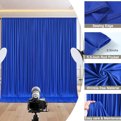 30x10ft Royal Blue Backdrop Curtain for Wedding Parties Wrinkle Free Fabric Royal Blue Drapes Backdrop Decoration for Baby Shower Birthday Photography Decoration 6 Panels, 5ft x 10ft - Image 4
