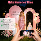 6FT Arch Backdrop with Stand, Lighted Set Wedding Birthday Party, Pink - Image 6