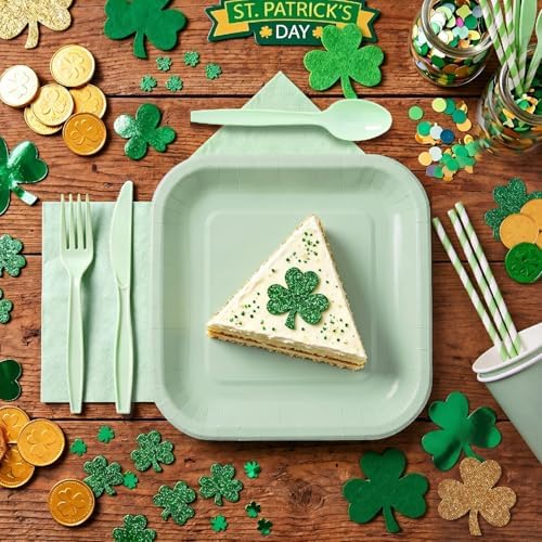 Vyntra 350 Pcs Sage Green Square Paper Plates and Napkins Set, Serves 50 - Image 6