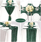35x120 Inch Dark Green Cheesecloth Table Runner Wedding Holiday Decor - Image 5