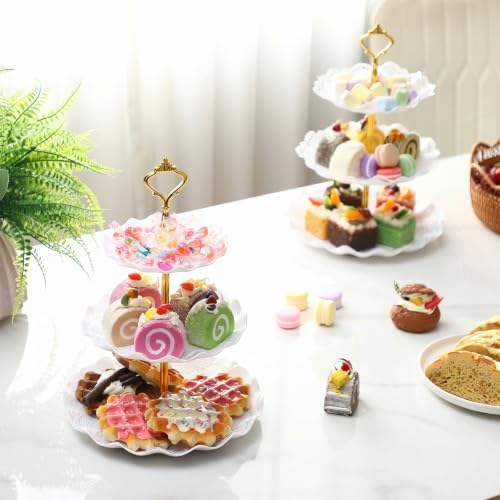 Patelai 8 Pack Plastic 3 Tier Cupcake Stand Holder, White - Image 4