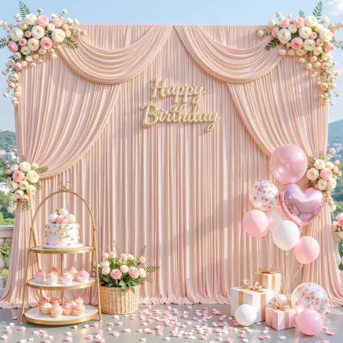 10 x 10ft Dusty Pink Backdrop Curtains, Dusty Pink Drapes for Backdrop - Image 5