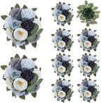 BLOSMON Artificial Flowers Ball Wedding Centerpieces 10 Pcs Dusty Blue Rose Artificial Flower Center Pieces Decoration for Table Silk Kissing Ball Floral Bouquet Arrangements Home Party DIY Decor by Blosmon