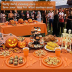 Tinybee 352 Pcs Orange Plastic Plates, Disposable Dinnerware Set for 50 - Image 5