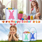 Weewooday 6 Pcs Easter Bunny Basket Bags Canvas Rabbit Bucket Tote for Easter Egg Hunts Candy Gifts Storage - Image 6