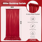 10x10FT Red Sequin Backdrop Curtain for Party - 2 Panels 5x10FT Wrinkle-Free Shimmer Drapes for Birthday, Wedding, Christmas, Decorations & Photography - Image 5