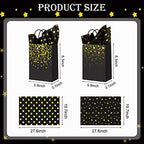 32Pcs Black and Gold Gift Bags with 32 Tissue Paper Heart Stars Dots Styles - Image 2