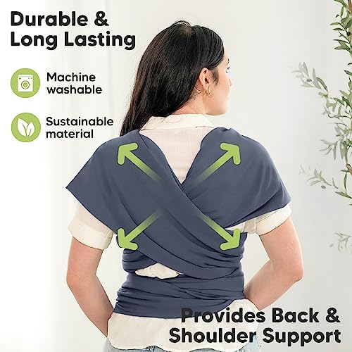 KeaBabies Baby Wrap Carrier, All in 1 Original Baby Carrier (Raven) - Image 5