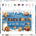 Milk and Cookie Baby Shower Backdrop A Sweet Baby Boy is On The Way Party Photo Background Milk and Cookie Baby Shower Decoration Banner Photo Booth Props 10x7ft - Image 2