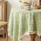 Sage Green Boho Floral Crochet Lace Tablecloth Square 60 x 60 Inch - Image 7