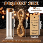 Pickmesh 50 Set Personalized Christmas Hot Chocolate Favors for Guest 25 ml Empty Glass Hot Chocolate Test Tubes with Tag Cork Stopper and Rope for Holiday Christmas Party Supplies Stocking Filler - Image 2