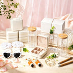 74Pcs Baby Shower Prizes for Game Winners Include Glass Tumblers with Lids and Straws, Hand Creams, Jewelry Boxes, Sunglasses, Powder Puffs for Baby Shower Wedding Bridal Shower Favors (White, 6) - Image 4