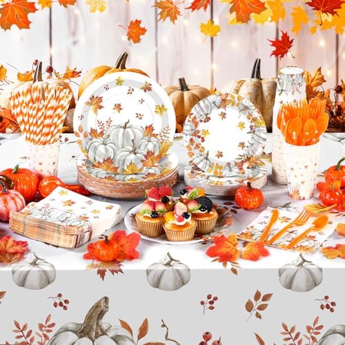 Funnymoom 452 Pcs Fall Pumpkin Party Supplies Tableware Set for 50 Guests - Image 4