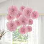 Fun Express Dusty Rose Hanging Tissue Paper Fans - 12 Piece - Image 3