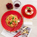 Ciaell 175 Piece Red and Gold Plastic Plates for Weddings Parties - Image 4
