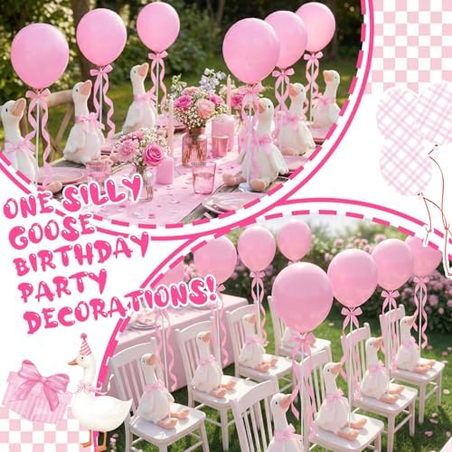 Chunful 10 Set Pink One Silly Goose 1st Birthday Decoration 11.8 Inch - Image 4