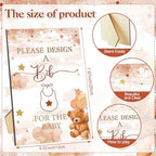 Panitay 100 Pcs DIY Baby Bibs Decorating Kit 50 White Bibs 25 Stencils 24 Markers 1 Baby Shower Game Sign - Image 3