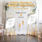 Novabright 48"-72" Adjustable Gold Easel Stand for Sign Heavy Duty Metal Easel with 4 Display Modes 360° Rotating Hooks 4-tier Display Stand for Wedding Welcome Sign, Art, Poster, Picture(Classic) - Image 2