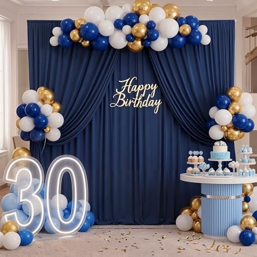 10ft x 8ft Wrinkle Free Navy Blue Backdrop Curtains for Parties, Thick Fabric Photo Backdrop Drapes for Weddings Photography Birthday Party Backgrpund Decor - Image 5
