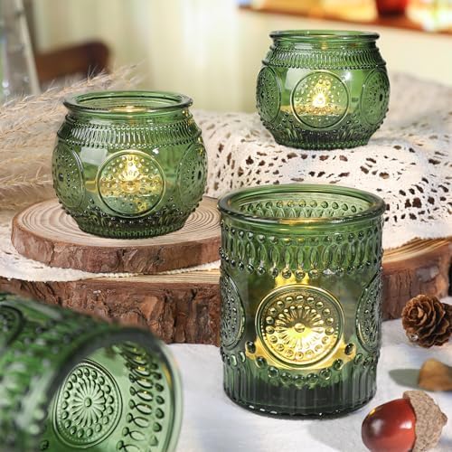 36 Pcs Green Candle Holders Bulk for Wedding Table Centerpieces - Assorted Glass Tea Light Holders for Vintage Wedding Table Centerpieces, Bridal or Baby Shower Decoration - Image 3