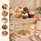 Wedding Crystal Cake Stands, 10Pcs Metal Dessert Pedestal with Mirror - Image 5