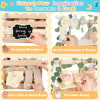 Wooden Baby Shower Crate Closet with Handle, Hangers & Garland, Large Capacity Baby Basket for Baby Shower, Customizable Wooden Crate Box Newborn Parents Welcome Gift (Natural Wood) - Image 5