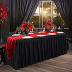 Black Tablecloth Rectangle Tables 6ft, Wrinkle Free Stretch Table Cloth Fitted Table Cover with Pleated Ruffle Skirt for Parties Weddings Birthday Banquet Baby Shower - Image 5