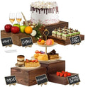 6-Pack Wood Risers Display Stands, Multi-Height Food Risers for Buffet Table, Rustic Wooden Cake & Cupcake Stands for Party, Birthday, Wedding, Halloween Decor by Unknown