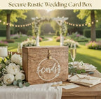 Wooden Wedding Card Box with Lock and Card Slot for Reception, Party W1 - Image 2