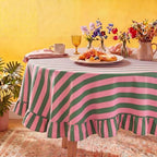 Tudomro Striped Tablecloth, Round, Pink, Grass Green, 60'' X 60'' by Tudomro