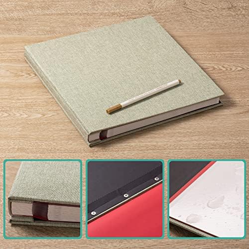 Large Photo Album Self Adhesive Scrapbook Album for 4x6 6x8 8x10 Pictures 12.6"x11" Inch 40 Pages Linen Cover Magnetic Photo Album with A Metallic Pen and DIY Sticker(Grass Green) - Image 6