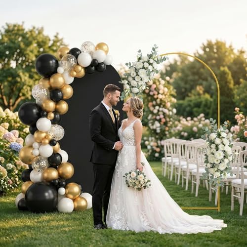 Arttown 7.2FT Gold Metal Arch Backdrop Stand and Black Arch Cover Set - Image 3
