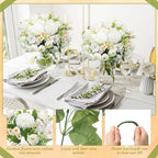 Tigeen 12 Bundles Peonies Artificial Flowers Faux Roses, Pure White - Image 3