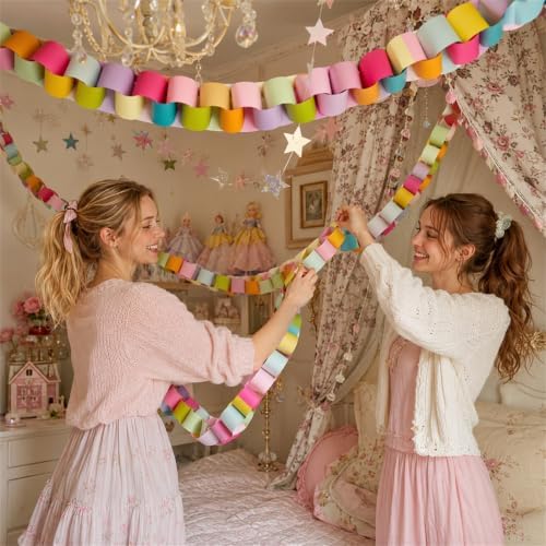 500 Sheet Paper Chain Garland and Crepe Paper Streamers 5pcs Star Garland - Image 4