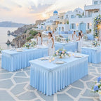gogoparti 6 Pack Spandex Baby Blue Fitted Table Cloth for 8ft Rectangle Tables Light Blue Stretch Tablecloth Banquet Table Covers Wrinkle Free Tablecloths for Parties Wedding - Image 4