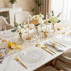 Rubtlamp 60Pcs Clear Plastic Plates,Clear Disposable Plates With Gold Rim,Heavy-duty Gold Plates,Hammered Party Plates Include 30Clear Dessert-Platos,30Dinner-Platos for Wedding, Party - Image 5